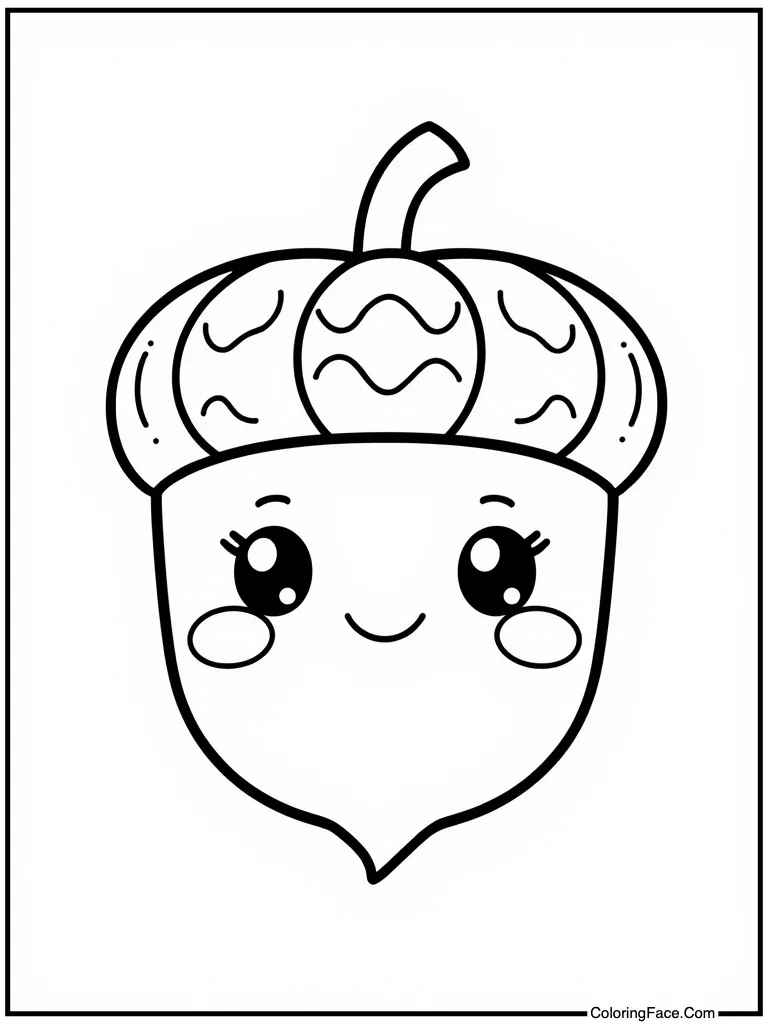 Kawaii acorn smiling face