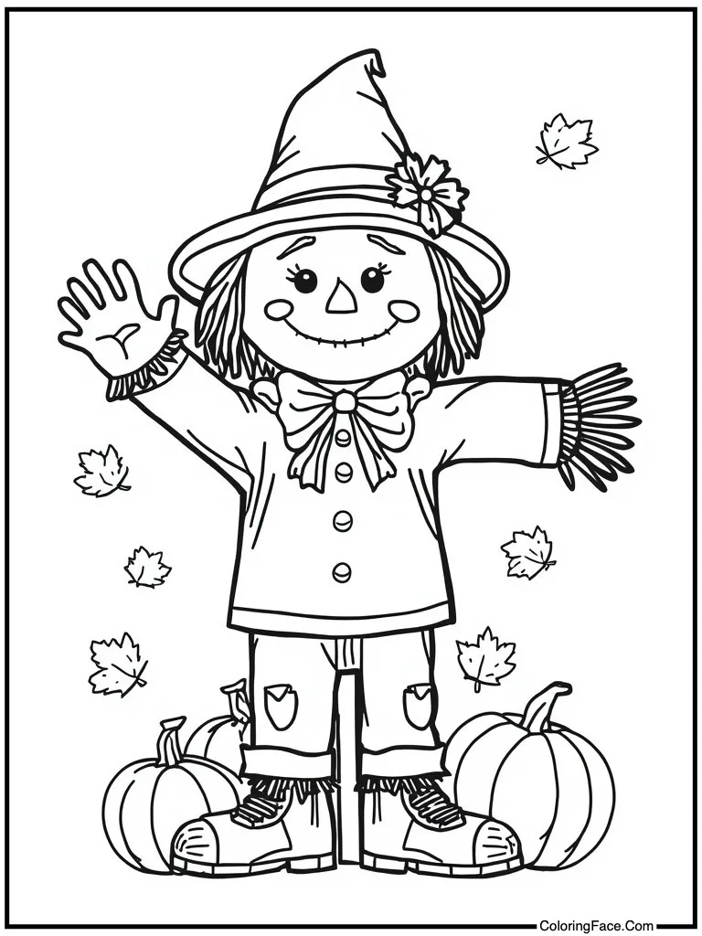 Happy scarecrow waving hand