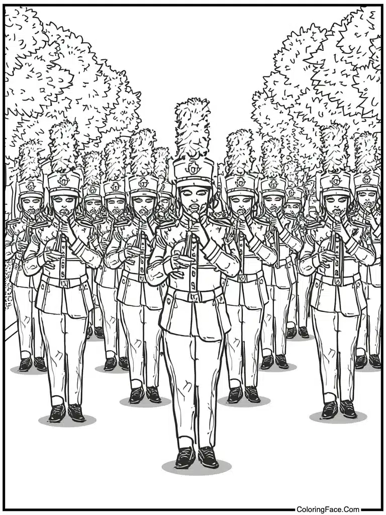 Marching band playing music