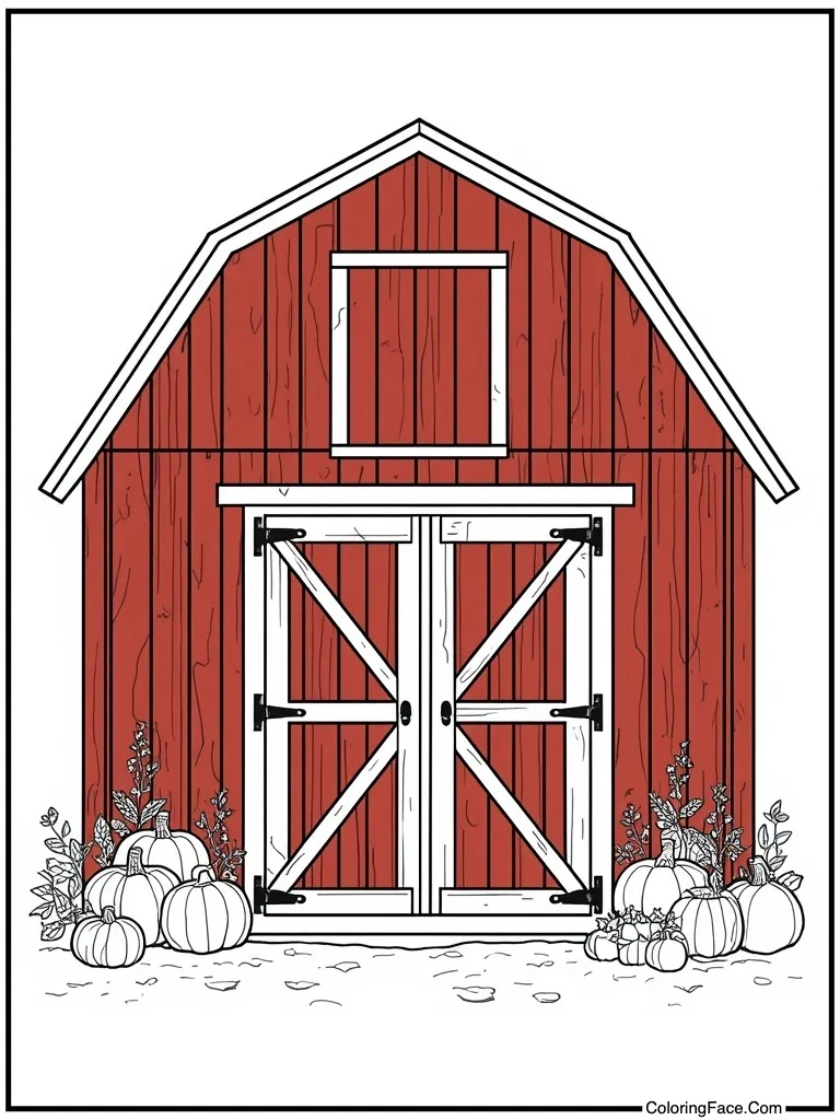 Wooden barn red door