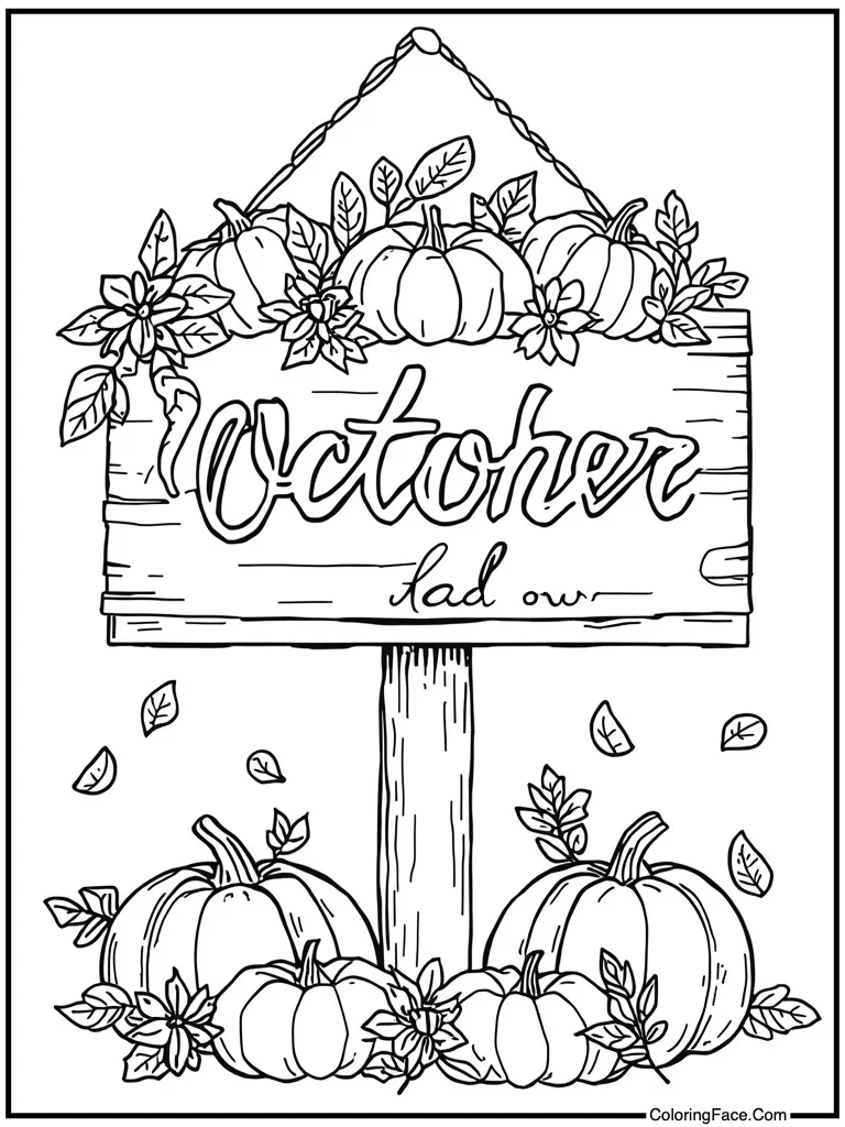 Welcome October sign post
