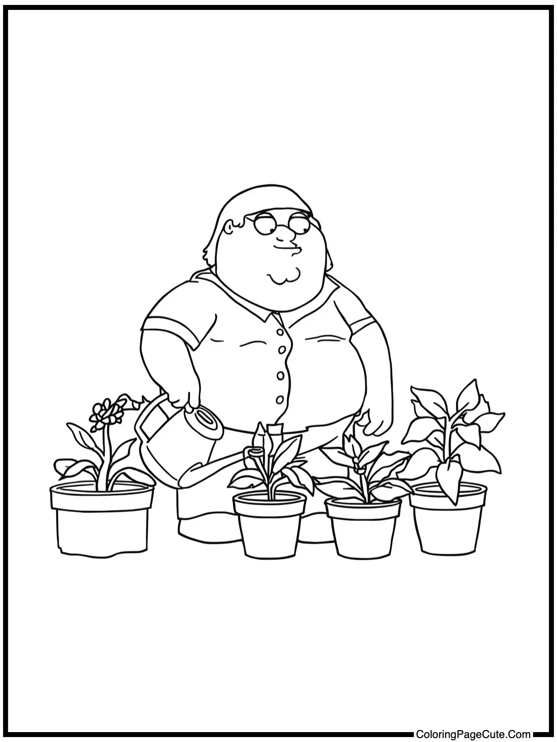Lois watering plants.