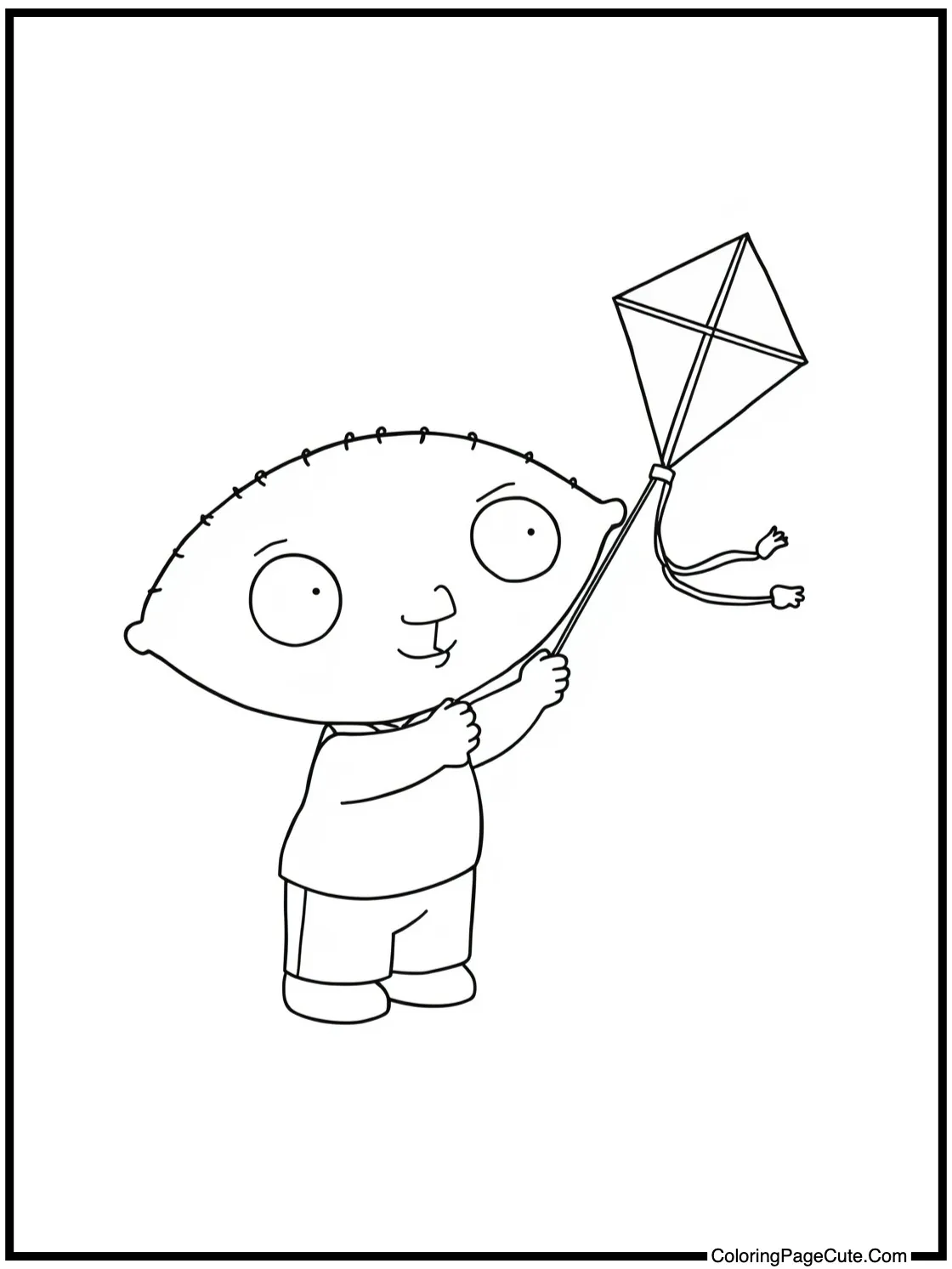 Stewie flying a kite.