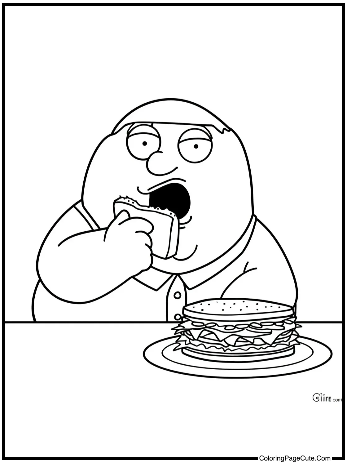 Peter eating a sandwich.