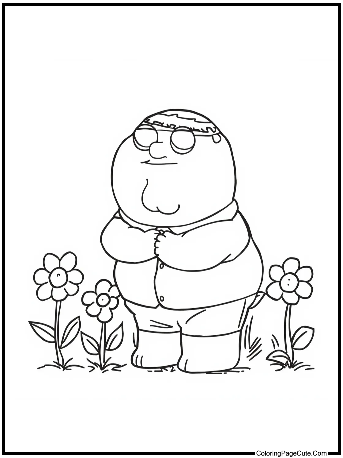 Meg looking at flowers.