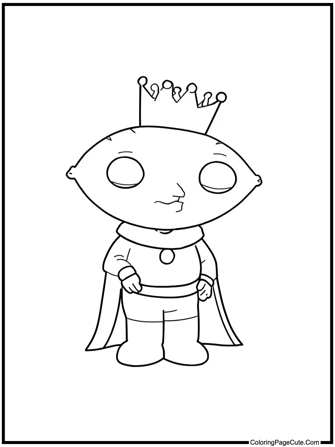 Stewie dressed as a king.