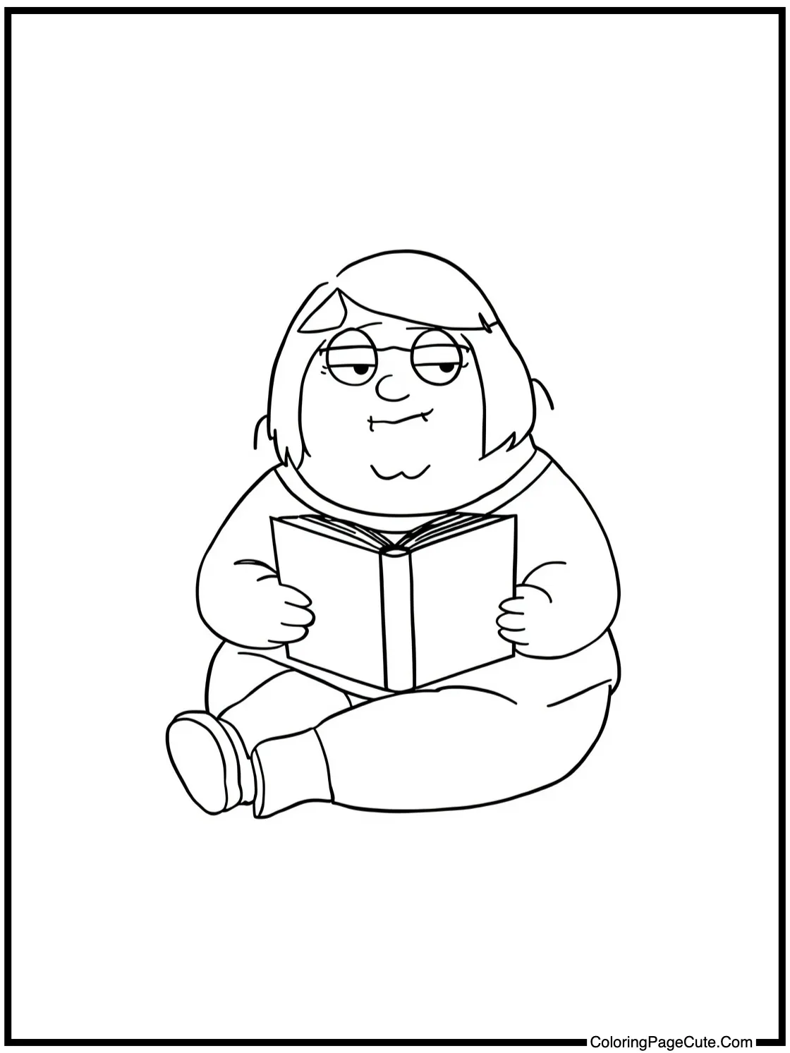 Meg reading a book.
