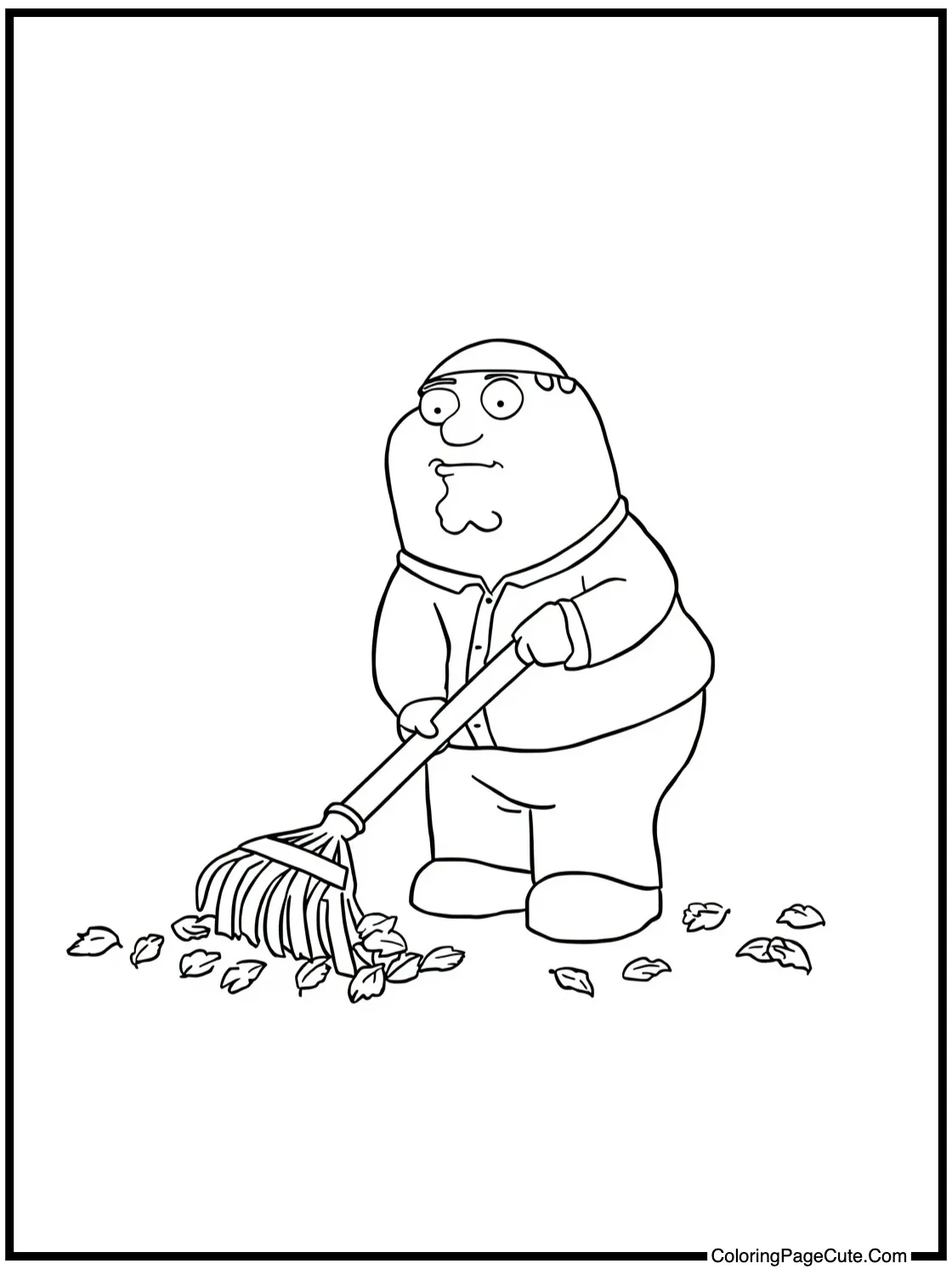 Peter raking leaves.
