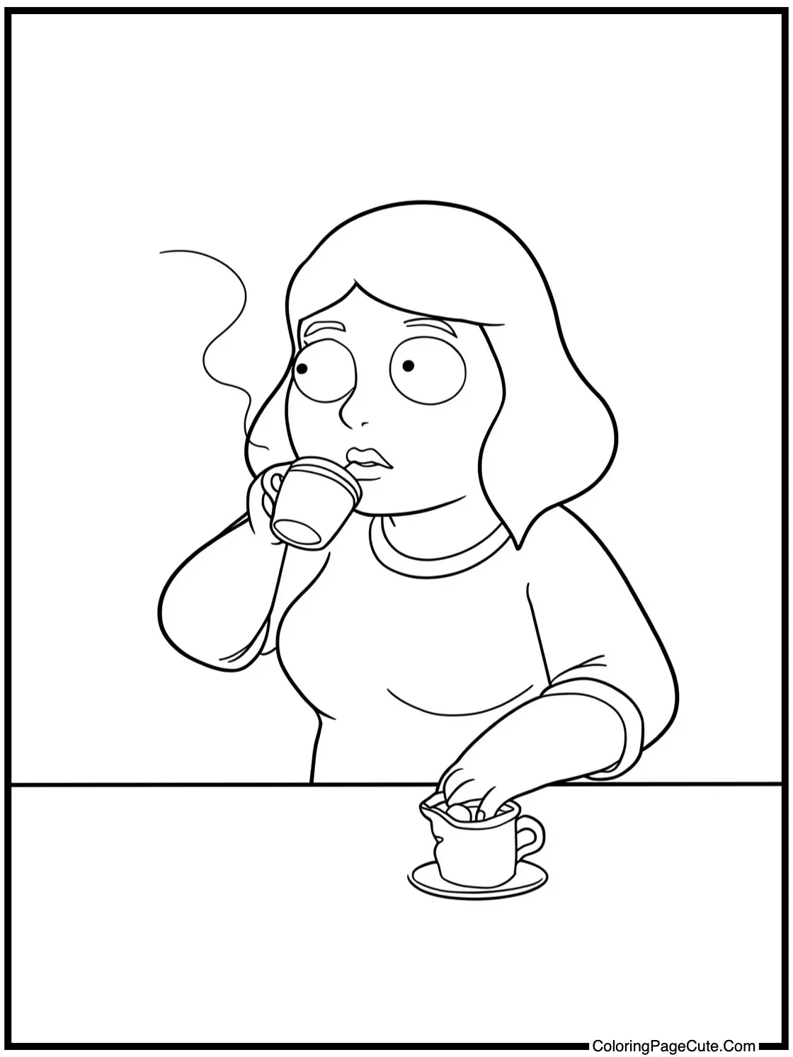 Lois drinking tea.