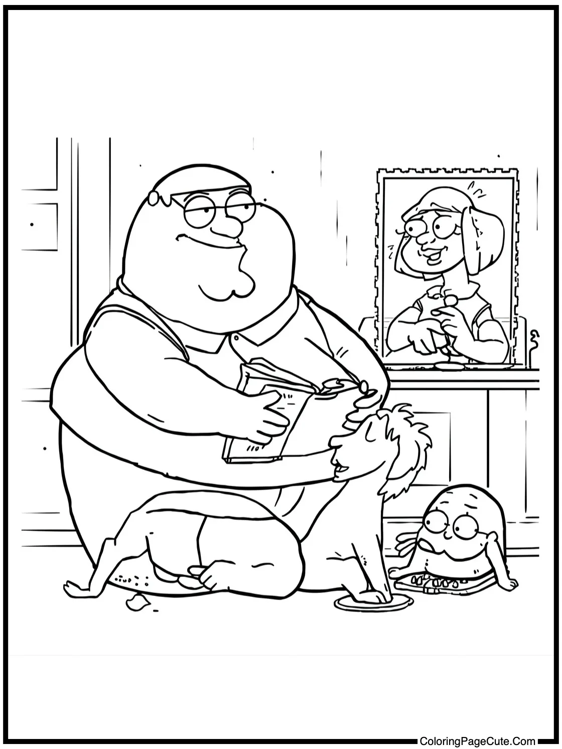 Meg collecting stamps.