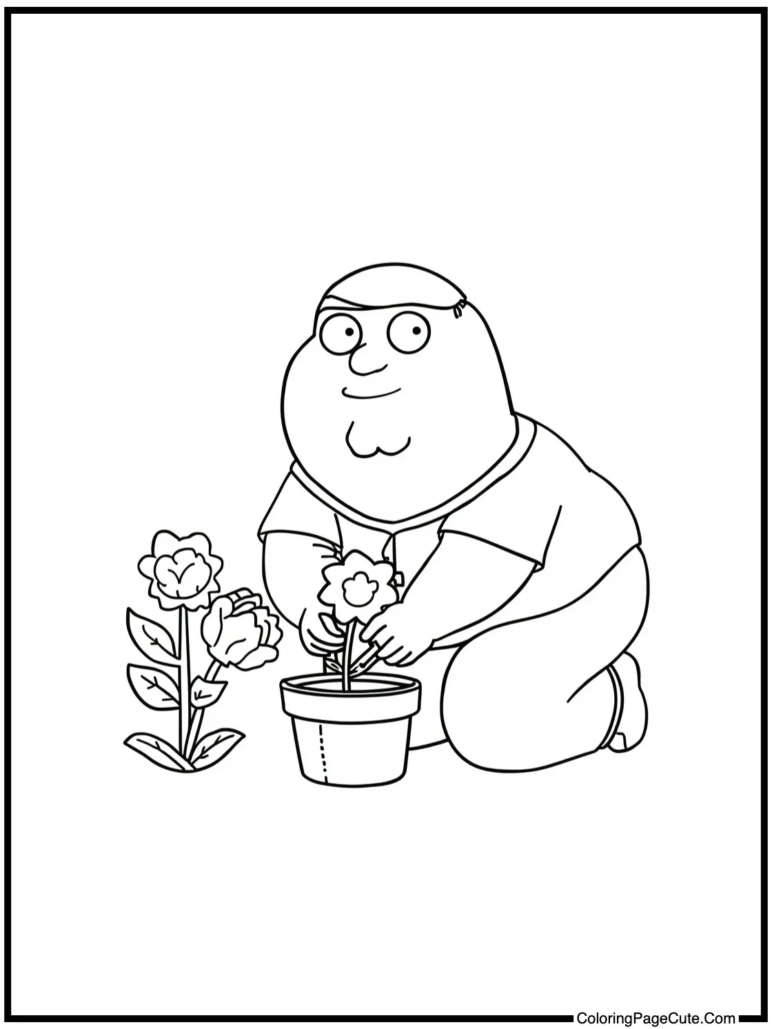 Lois planting flowers.