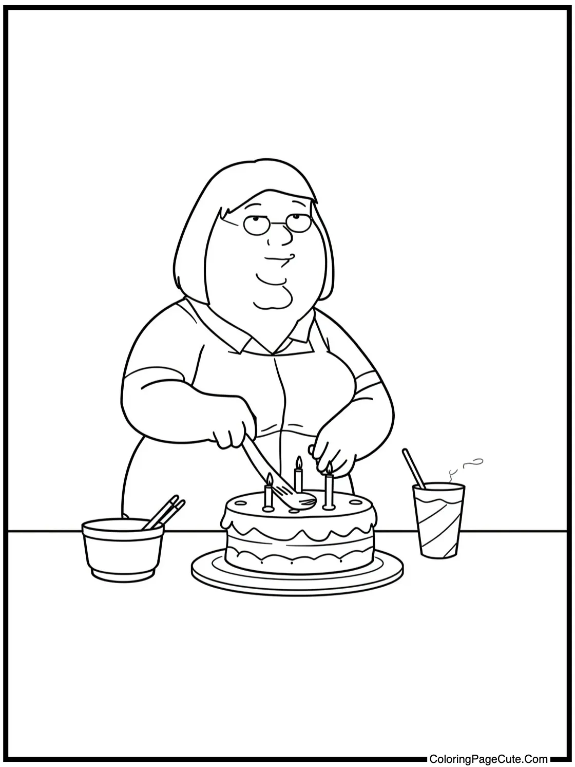Lois baking a cake.