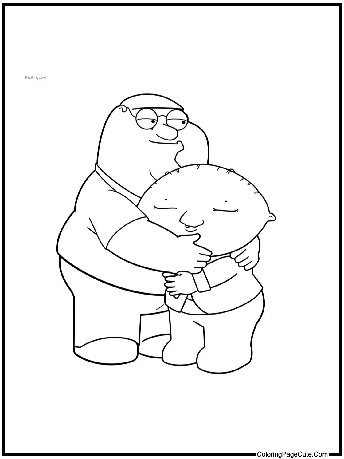 Stewie hugging Rupert.