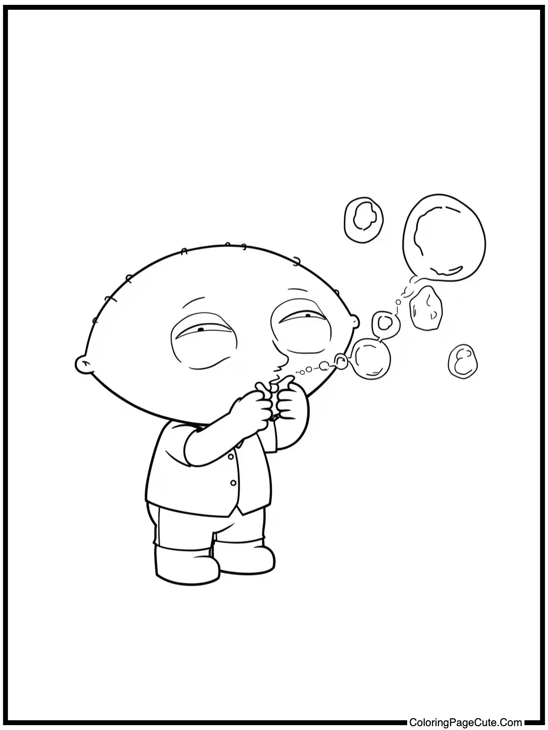 Stewie blowing bubbles.