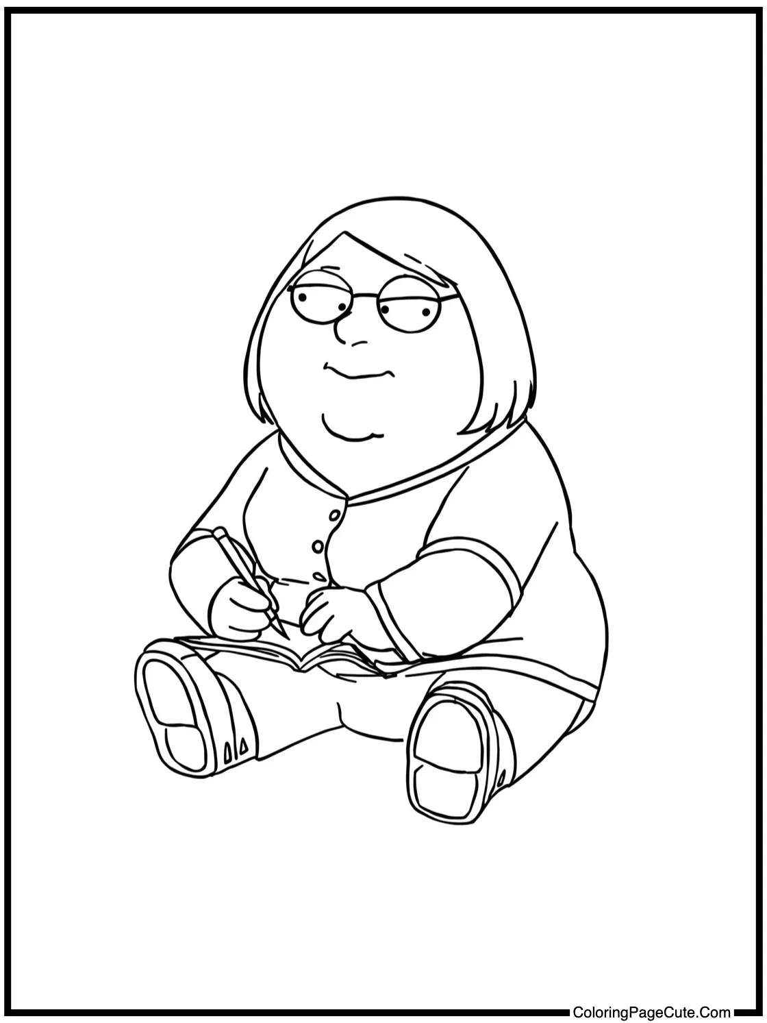 Meg writing in diary.