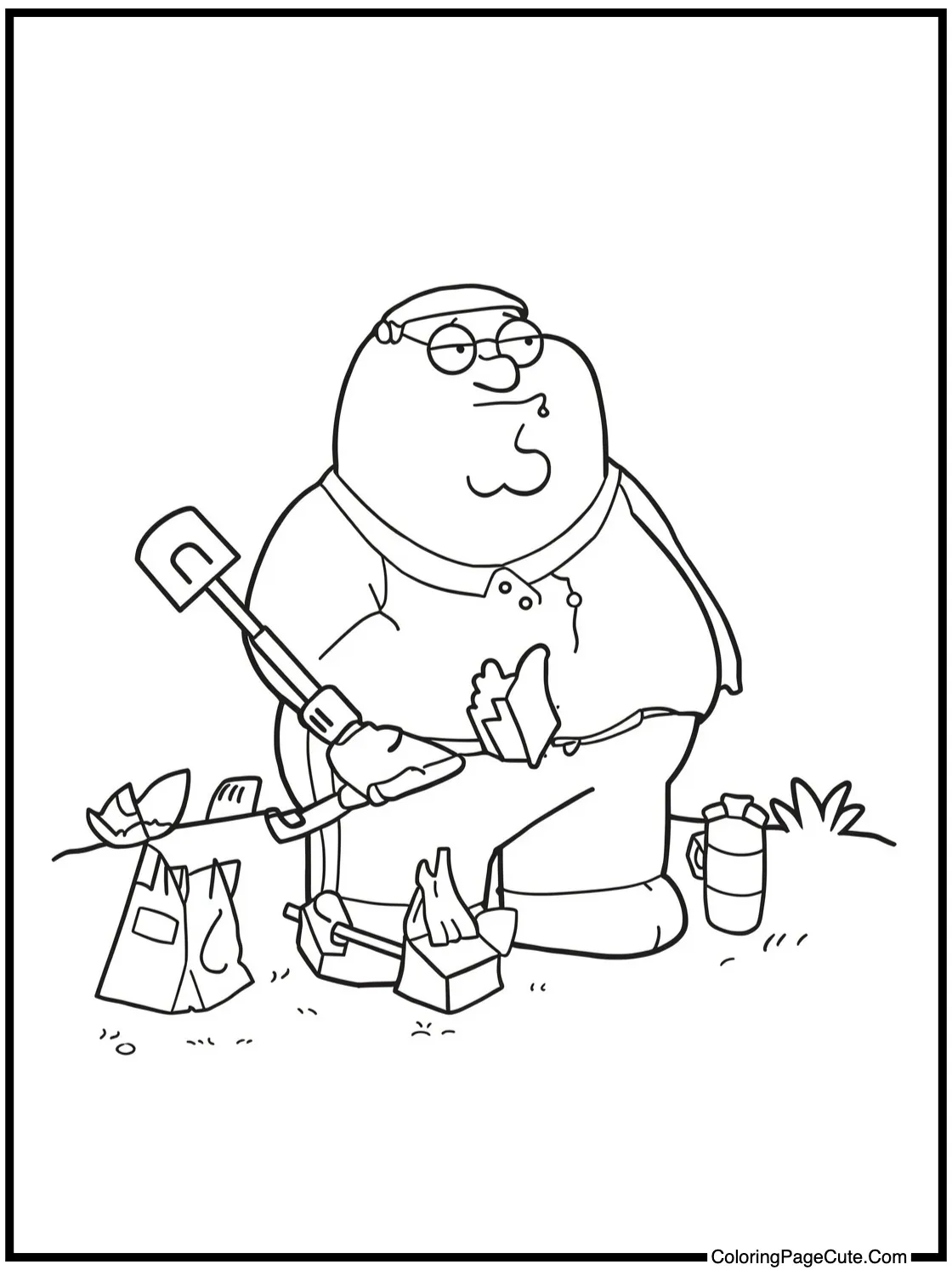 Peter doing yard work.