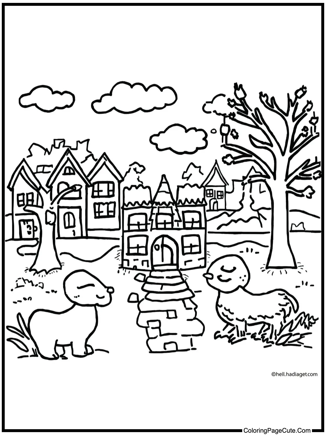 Drawing cheerful scenes.