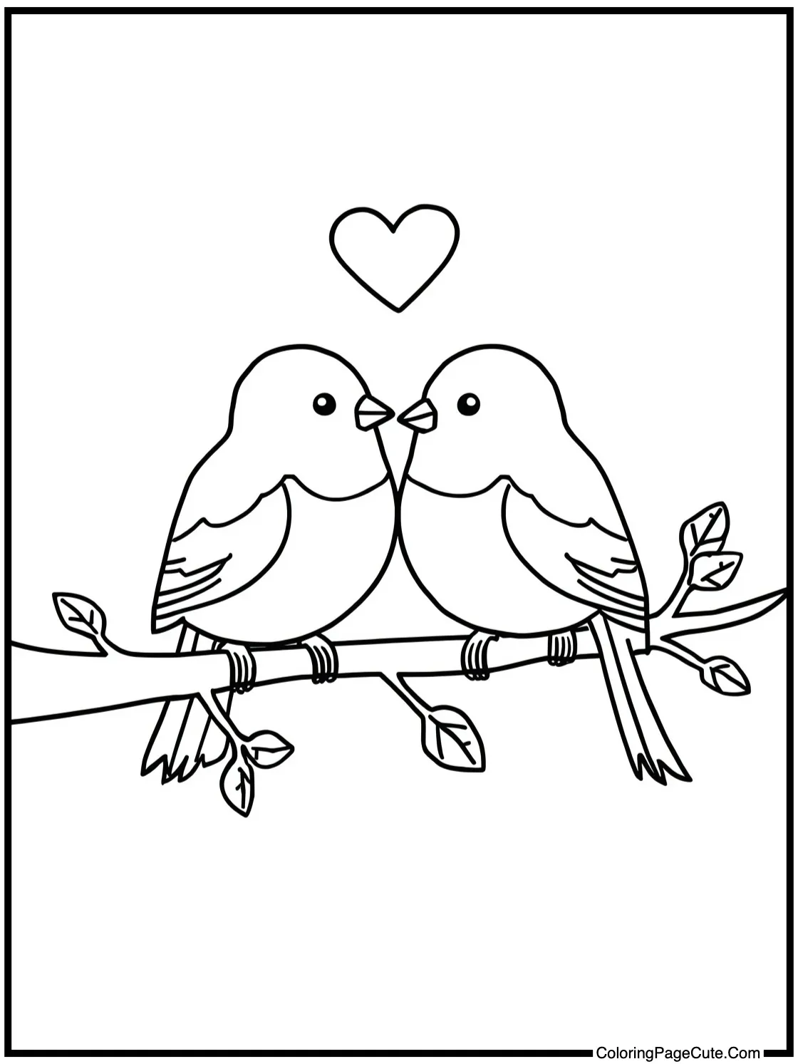 Love birds on branch.