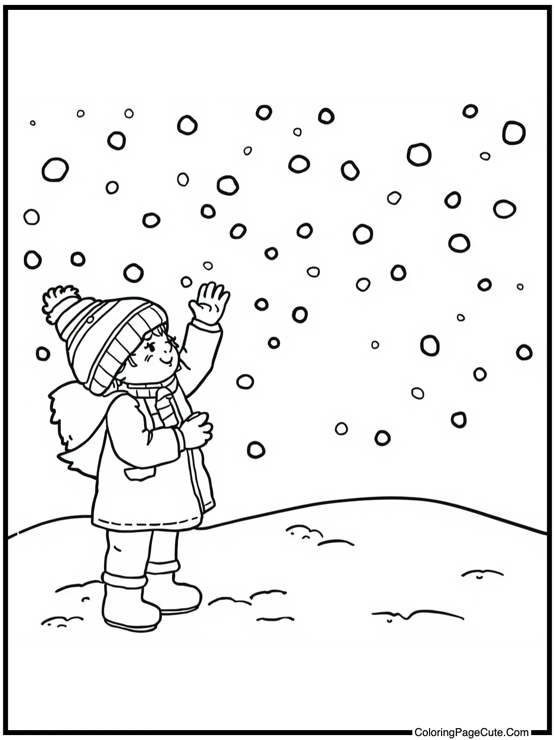 Watching falling snow.