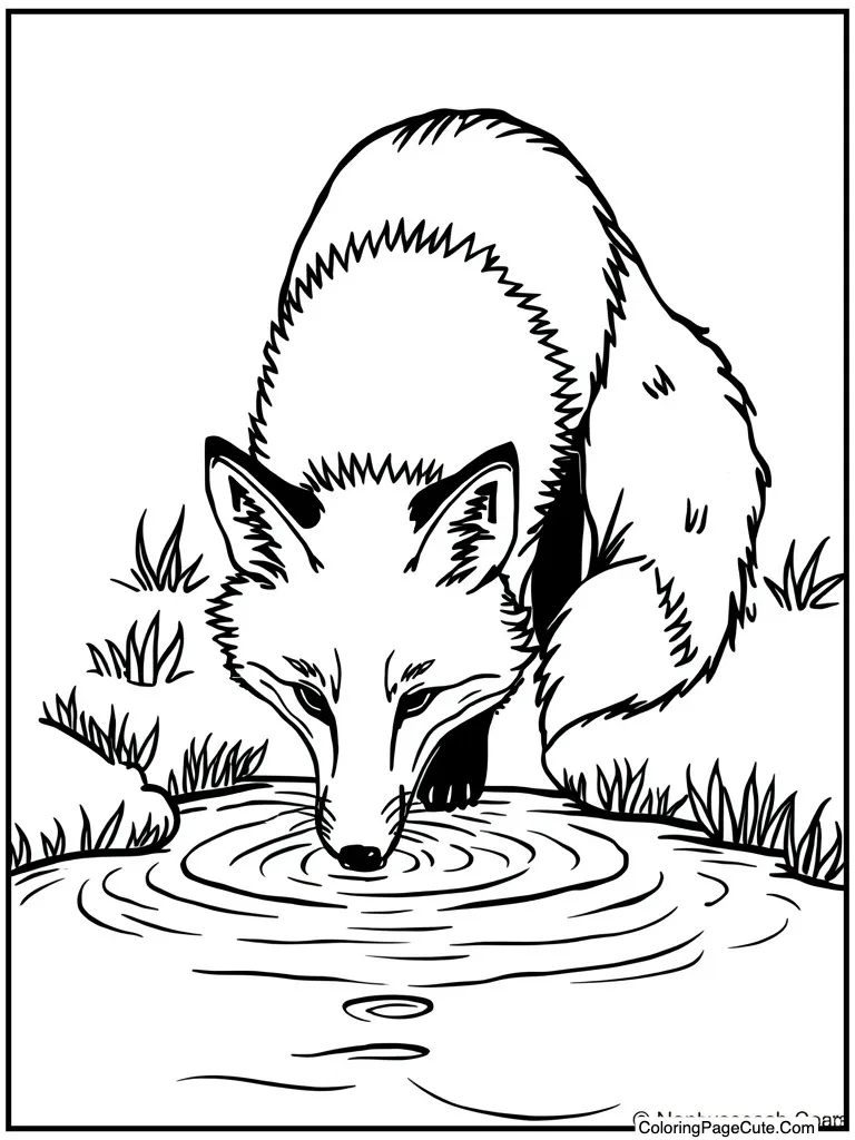 Animal drinking from stream