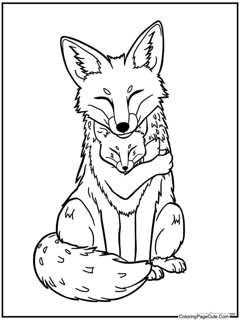 Wild canine hugging a cub