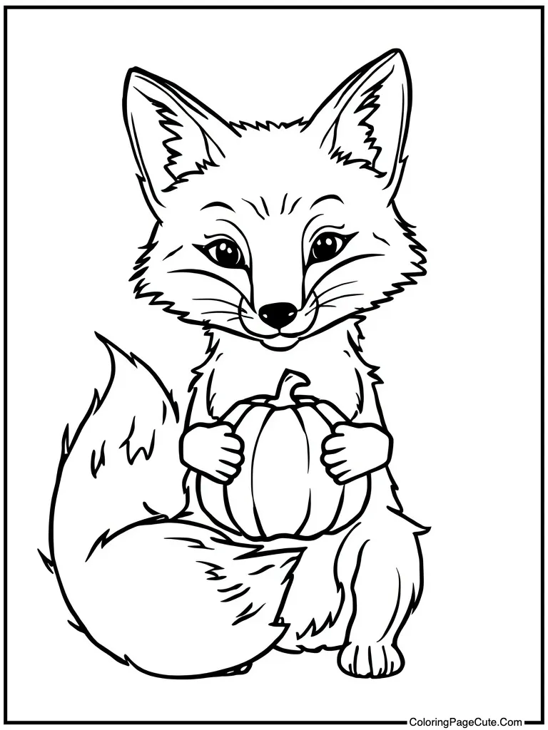 Wild canine holding pumpkin