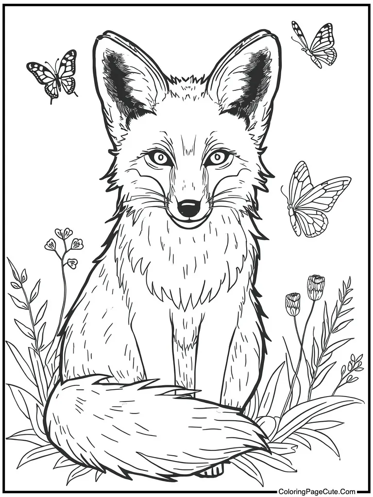 Wild canine with butterfly