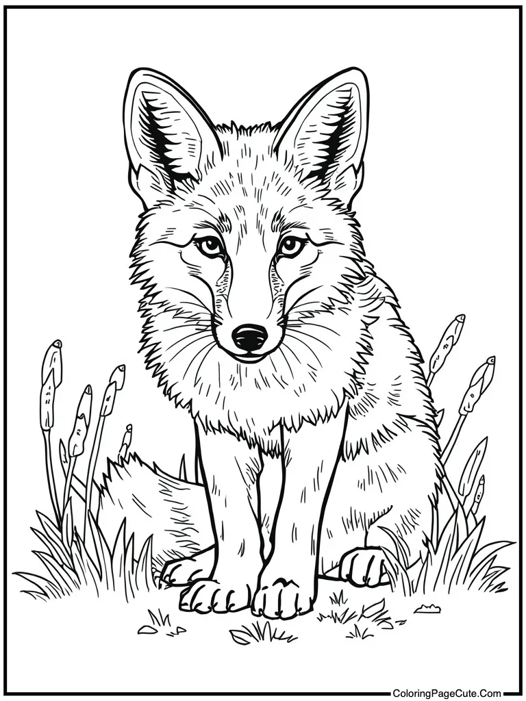 Wild canine sniffing ground