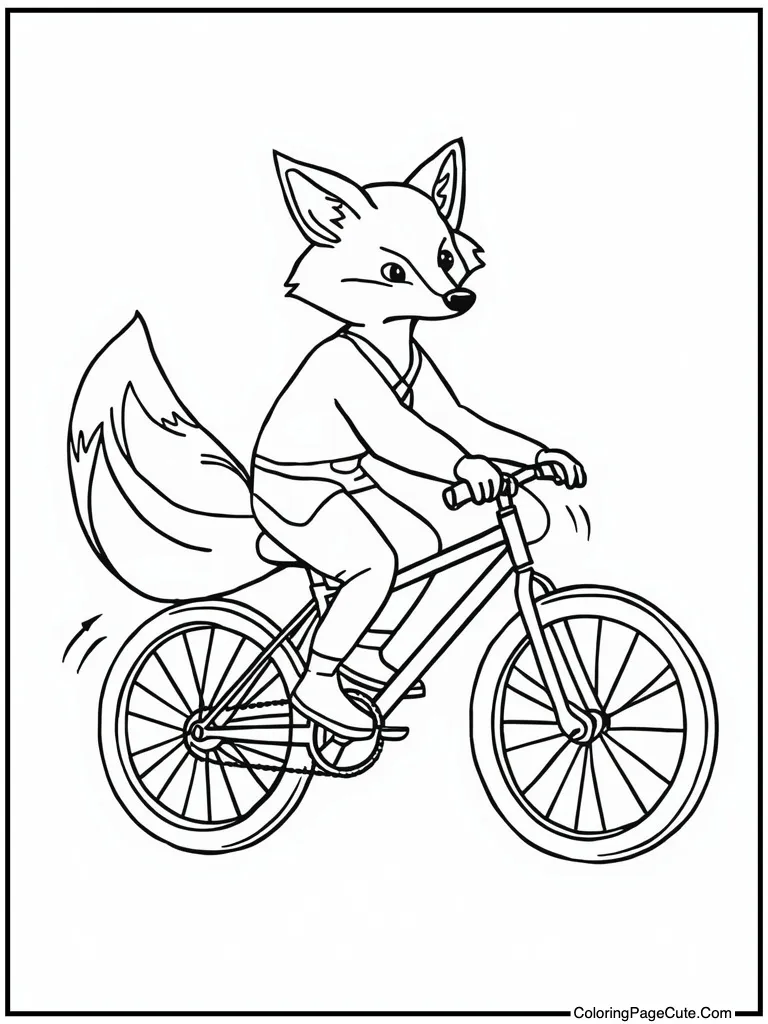 Wild canine riding bicycle
