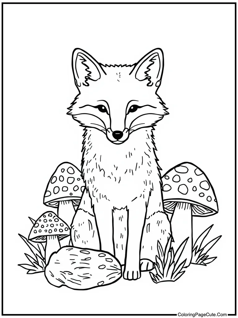 Small animal near mushrooms