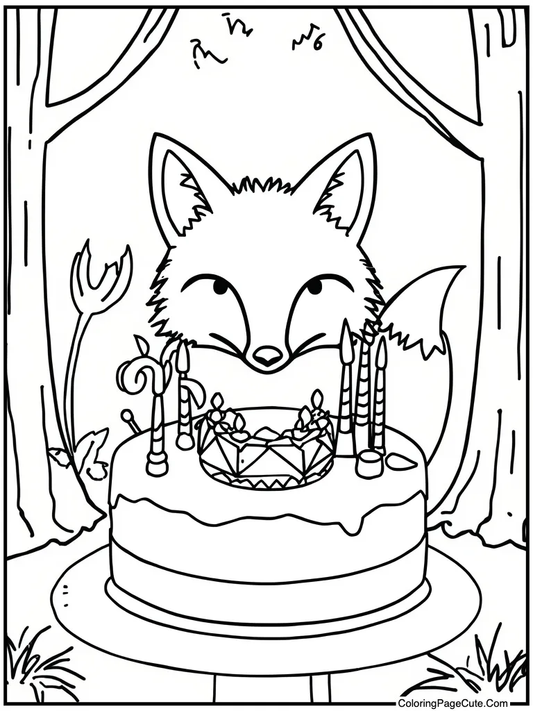 Forest creature eating cake