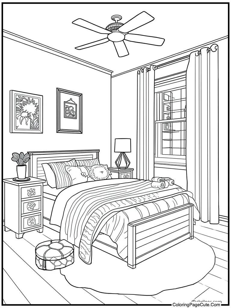 Detailed bedroom illustration