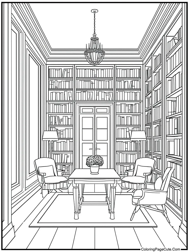 Sophisticated library scene