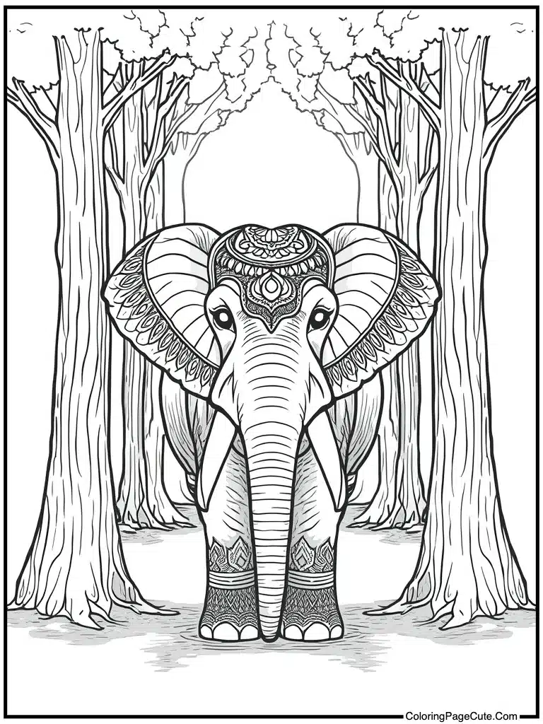 Indian elephant decorated trunk