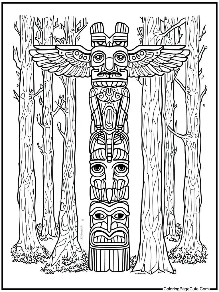 Native totem pole wood
