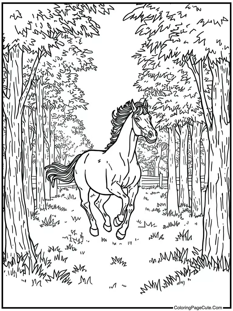 Horse running wild field