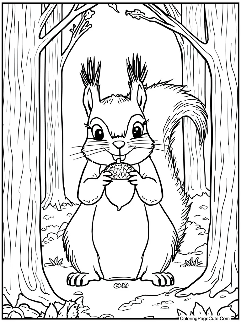 Squirrel holding acorn nut