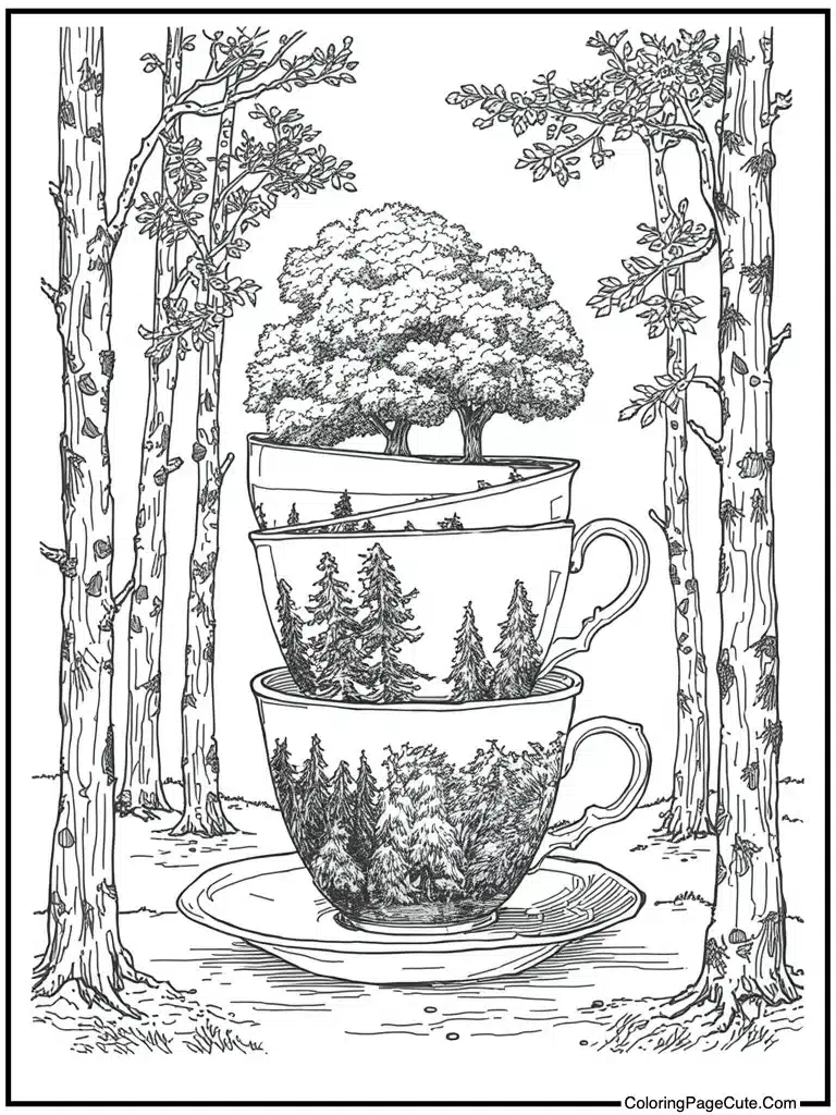 Vintage tea cup stack