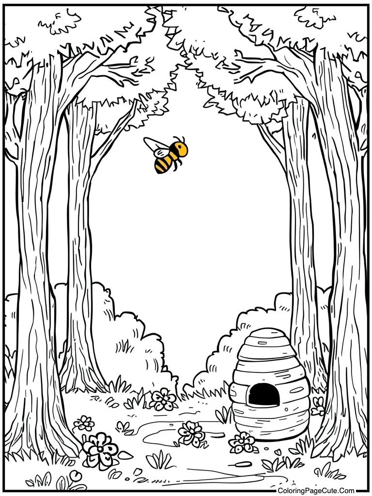 Bee buzzing near hive