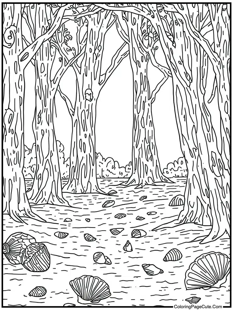 Seashell collection on sand