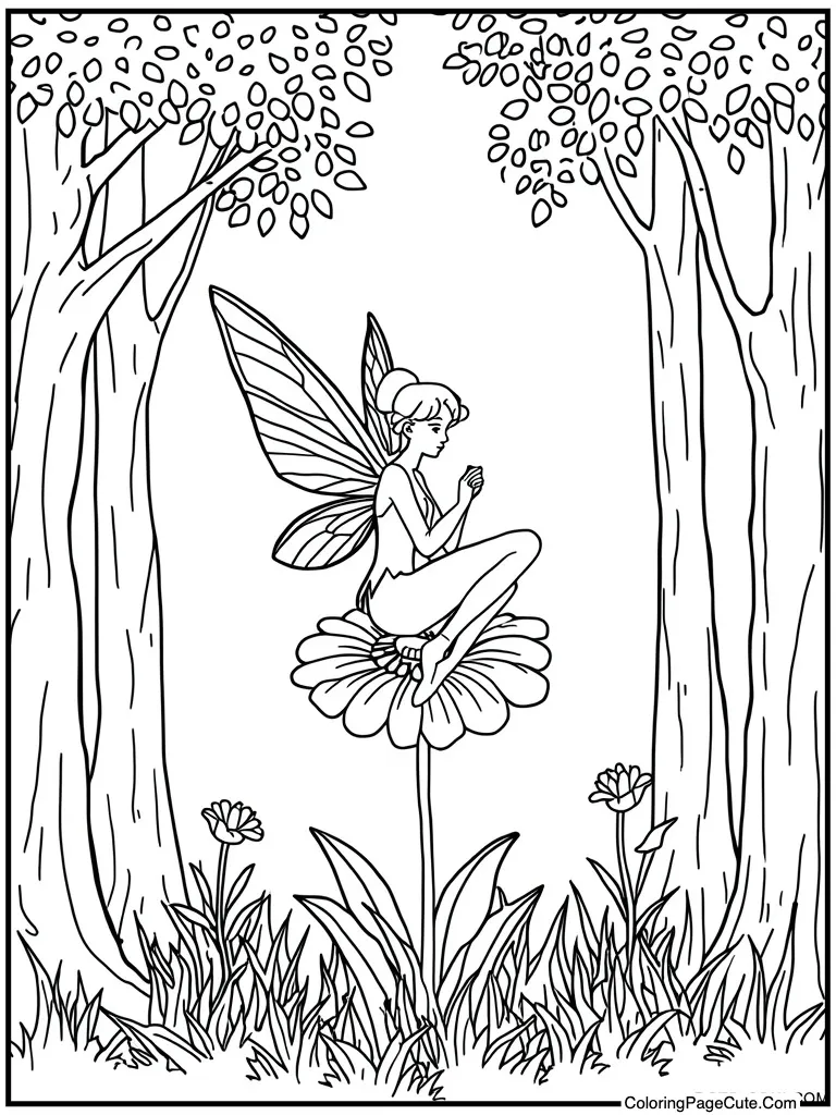 Fairy sitting on flower