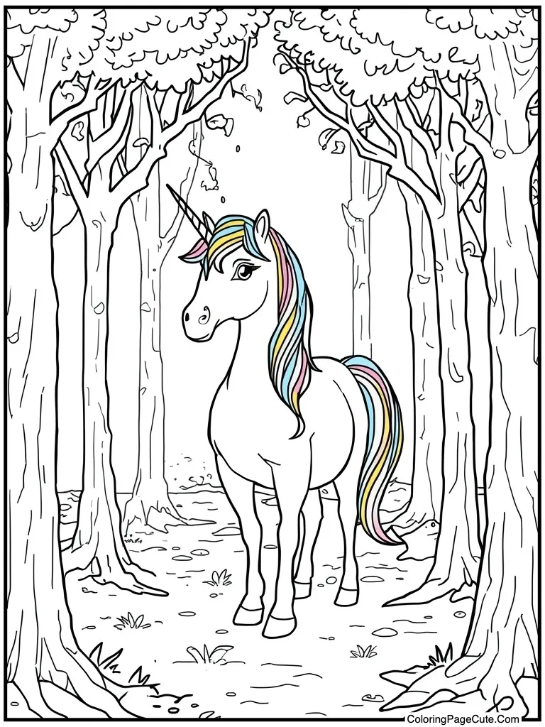 Unicorn with rainbow mane