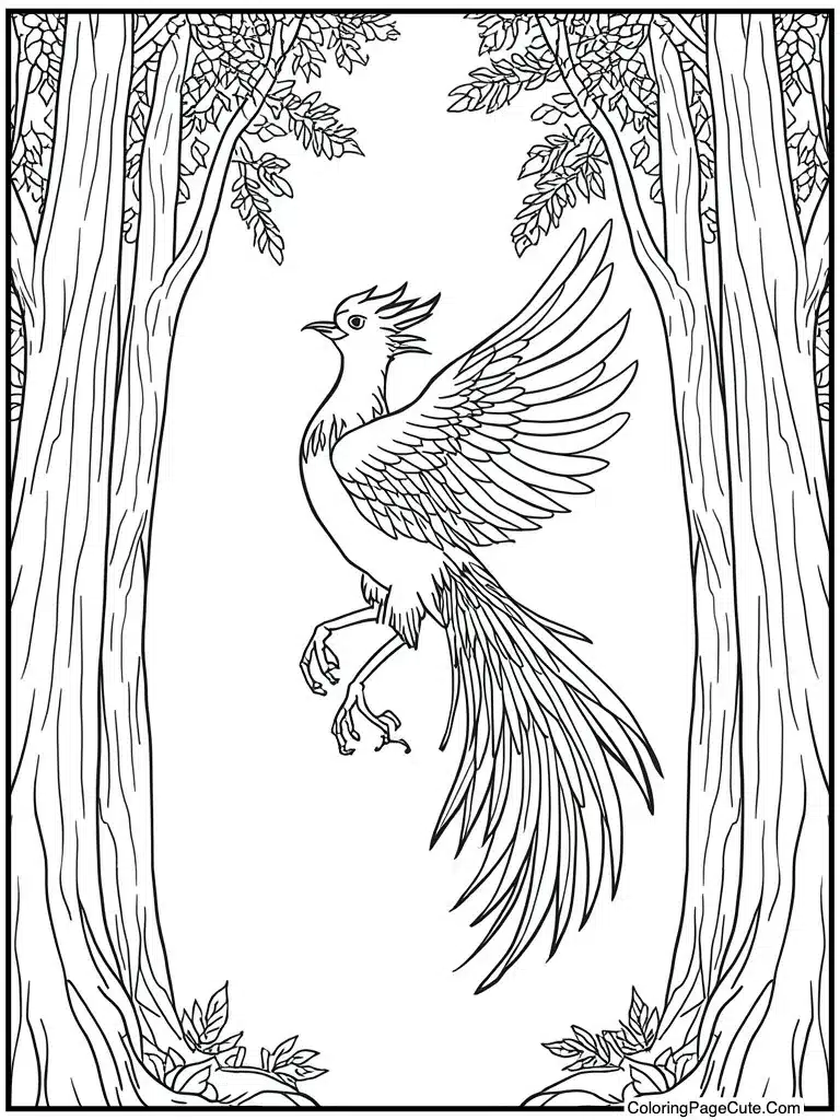 Phoenix bird rising up