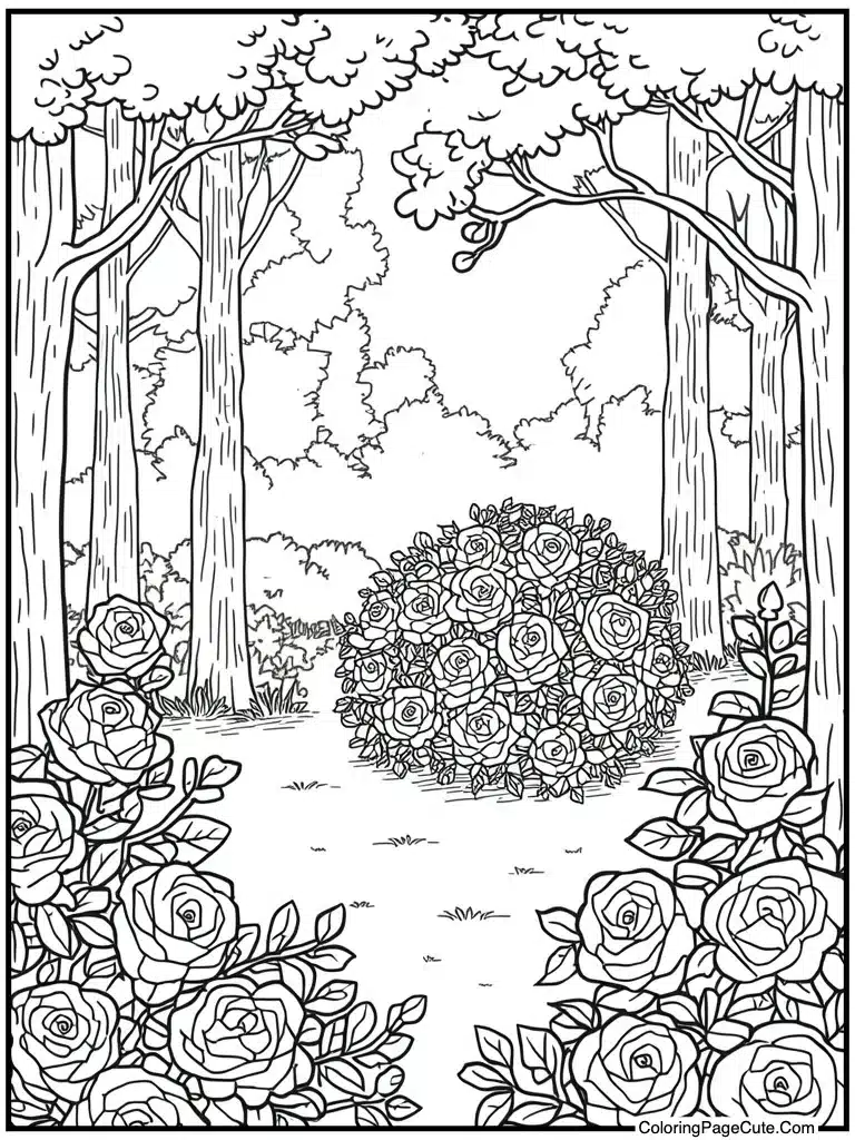 Rose garden blooming bush