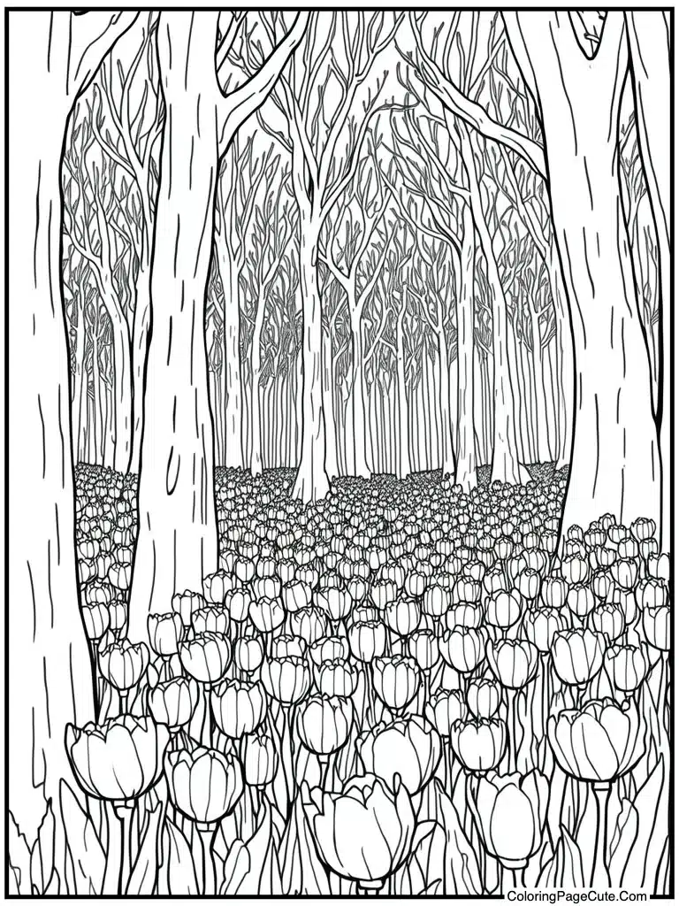 Tulip field spring time