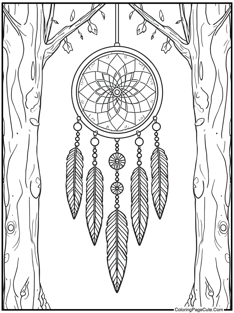 Dreamcatcher with hanging feathers