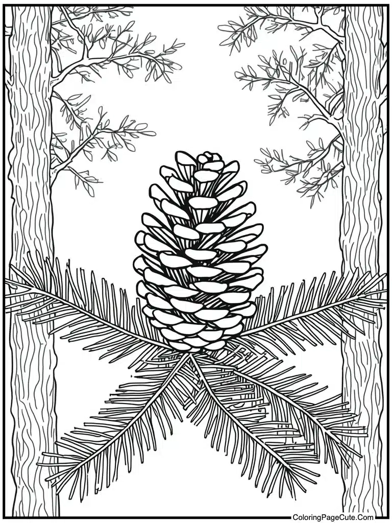 Pine cone winter branch
