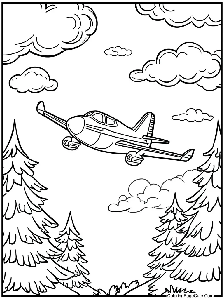 Airplane flying in clouds