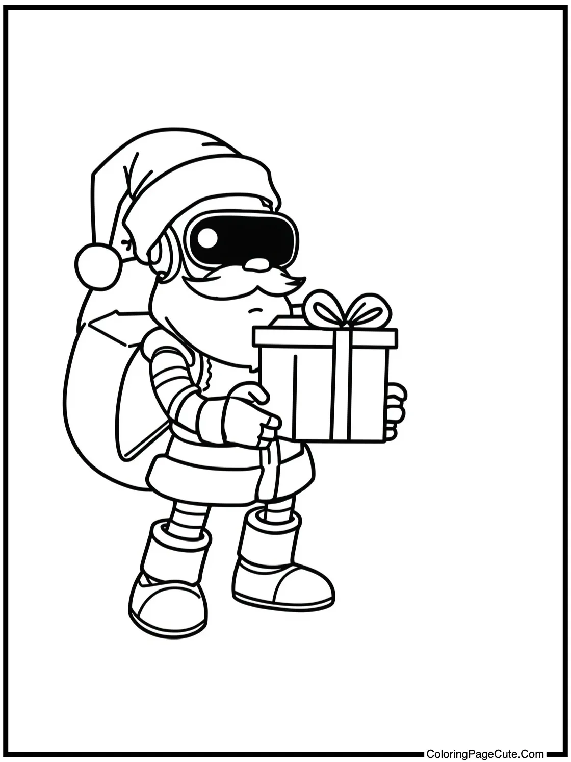 Robot Santa delivering gifts