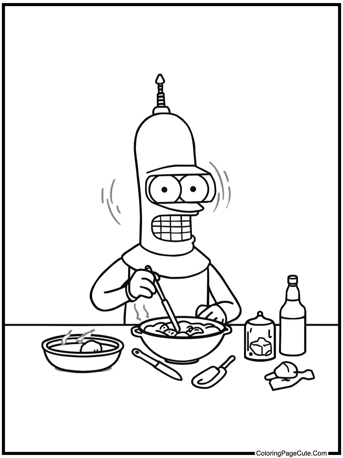 Bender cooking dinner